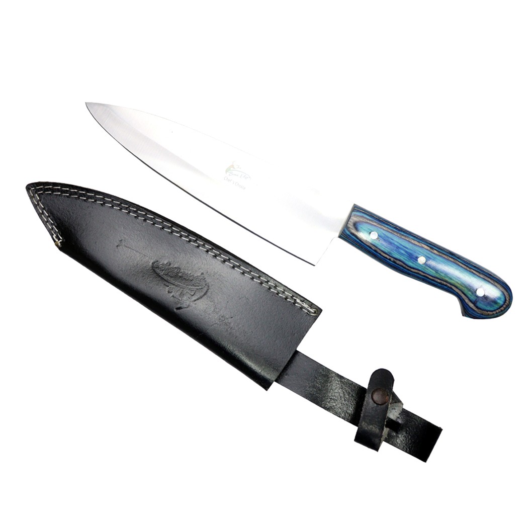 TheBoneEdge 13.5"" Chef Choice Stainless Steel Kitchen Knife Blue & Black Wood H