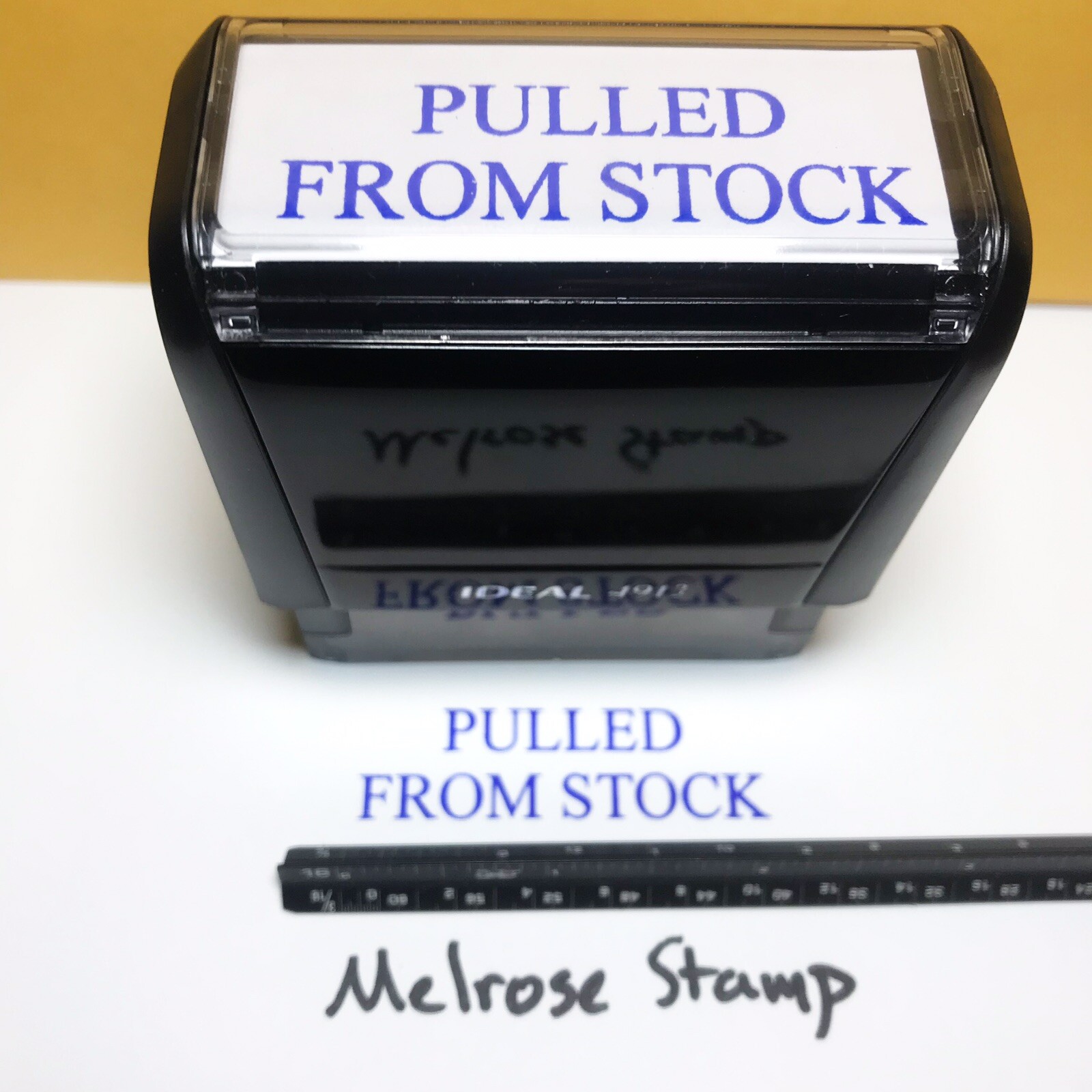 Pulled From Stock Rubber Stamp Blue Ink Self Inking Ideal 4913