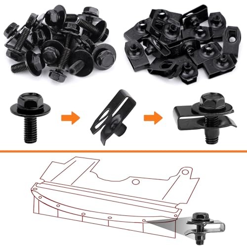200Pcs Car U-Nuts Clips and Screw Assortment Kit, 11 Different Sizes
