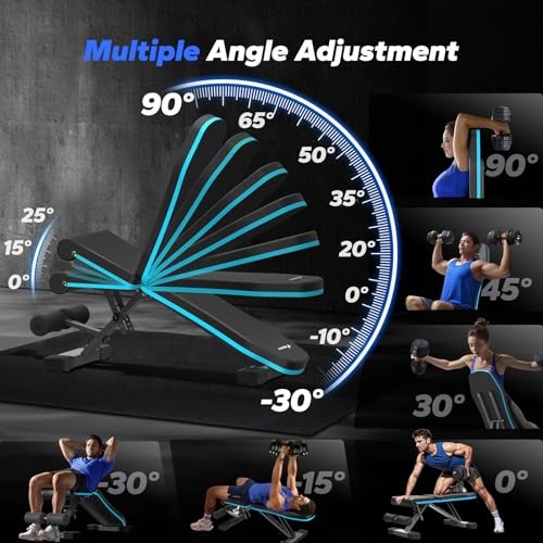 Foldable Weight Bench for Gym - 990 LBS Adjustable - Foldable