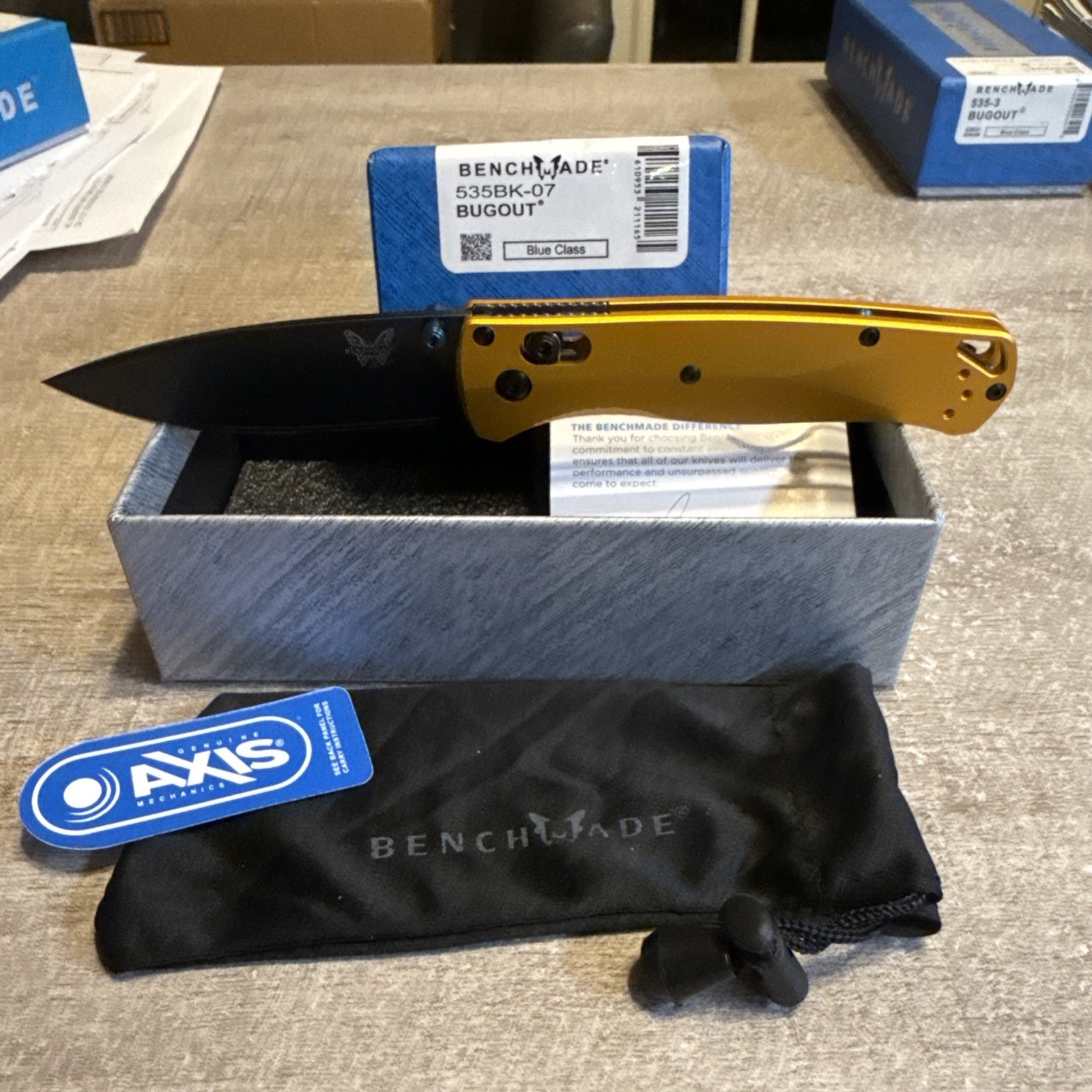 Bugout 535 Gold Aluminum Handle  M390 Black Blade Authenticity Unverified