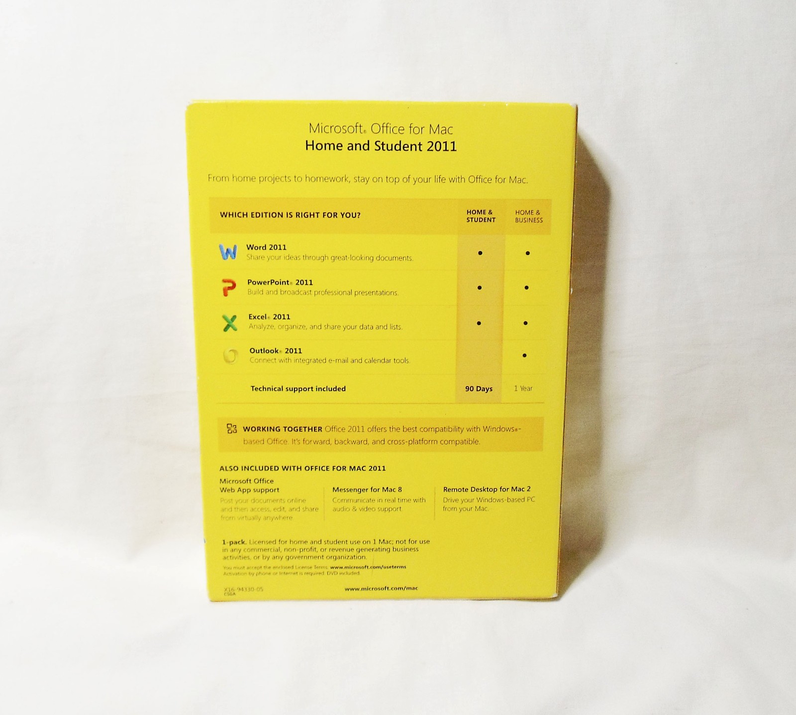 Microsoft Office: Mac Home & Student 2011 With 1 Product Key