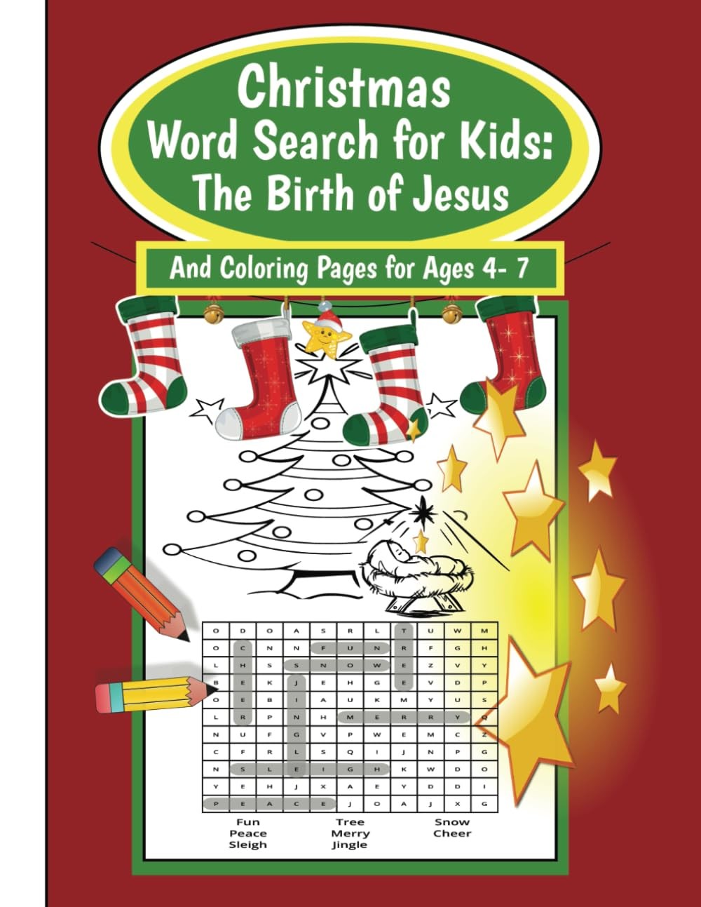 Christmas Word Search for Kids: The Birth of Jesus: And Coloring Pages for Ages