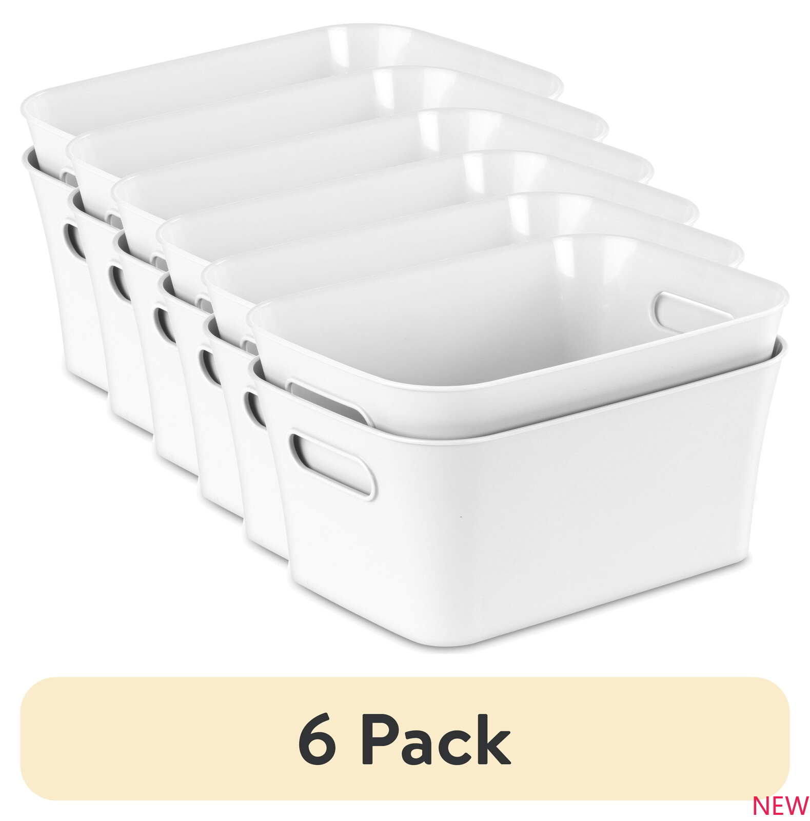 (6 pack)   2-Pack Small Plastic Storage Bins, White！