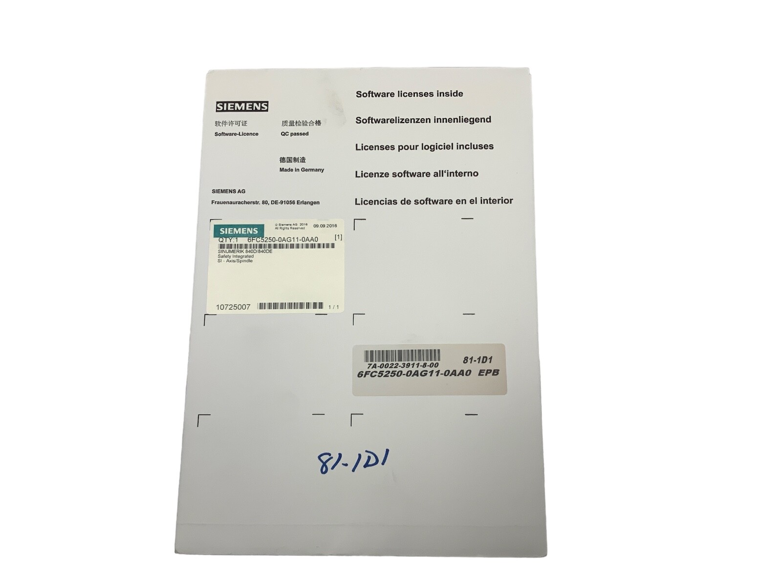 Siemens Sinumerik 6FC5250-0AG11-0AA0 SI-Axis/Spindle-sealed