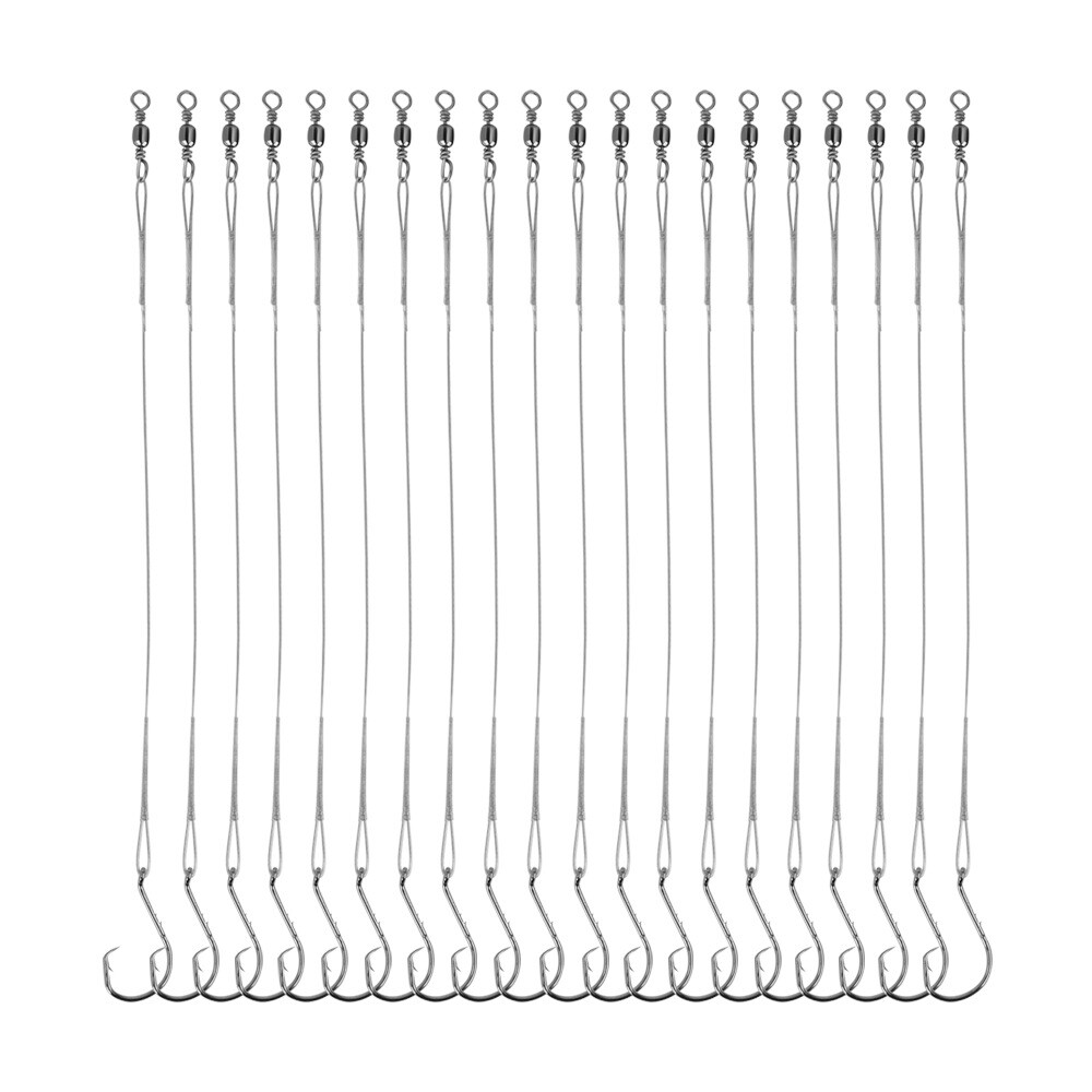 40pcs Circle Hook with Leader Wire Bass Catfish Fishing Lure Rigs Saltwater