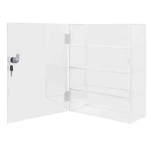 Acrylic Display Case Countertop Clear Box Dustproof Shelves Showcase W/ Lock USA