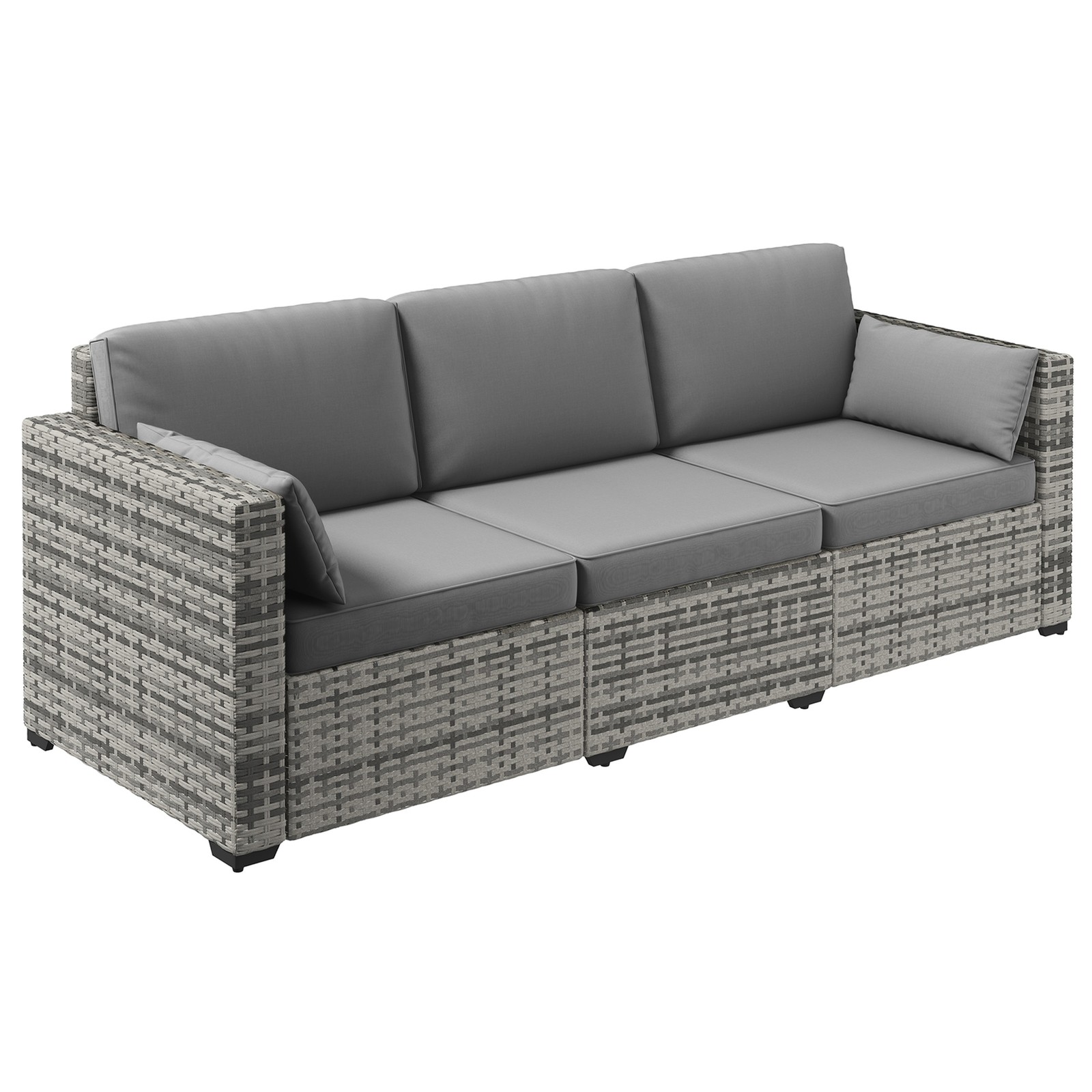 Wicker Patio Couch, PE Rattan 3-Seat Sofa, Outdoor Furniture