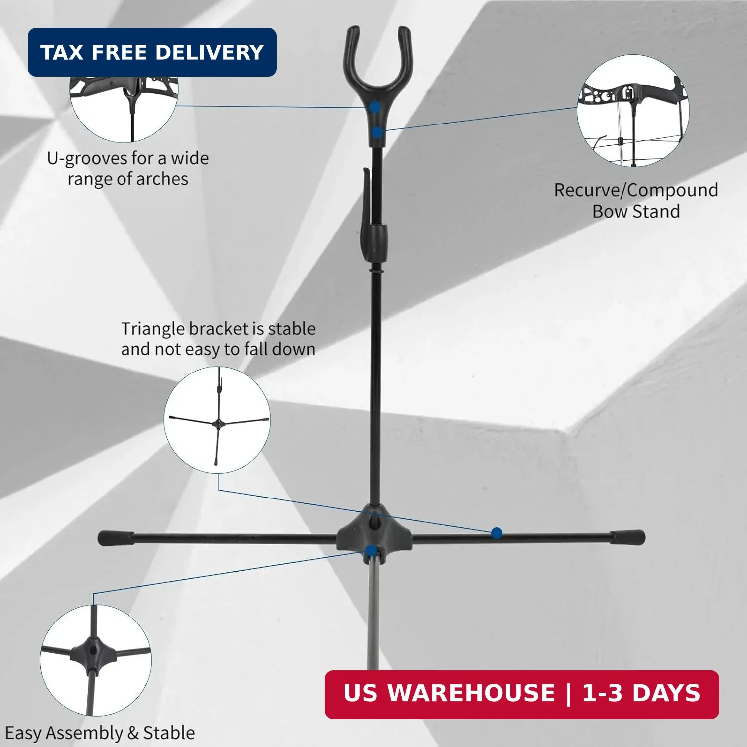 Archery Bow Stand - 18.9" Height Lightweight Bow Stand, Foldable Bow Rack Holder