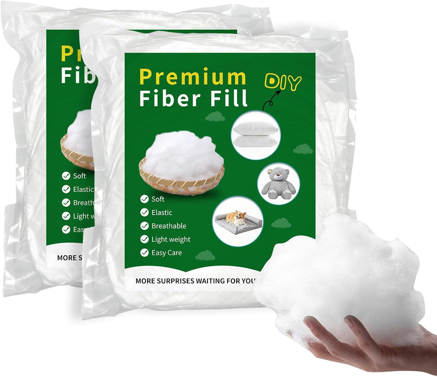 Polyfill Stuffing Fiber Fill 500/1.1Lb,Premium Fiberfill Stuffing for Craft,High