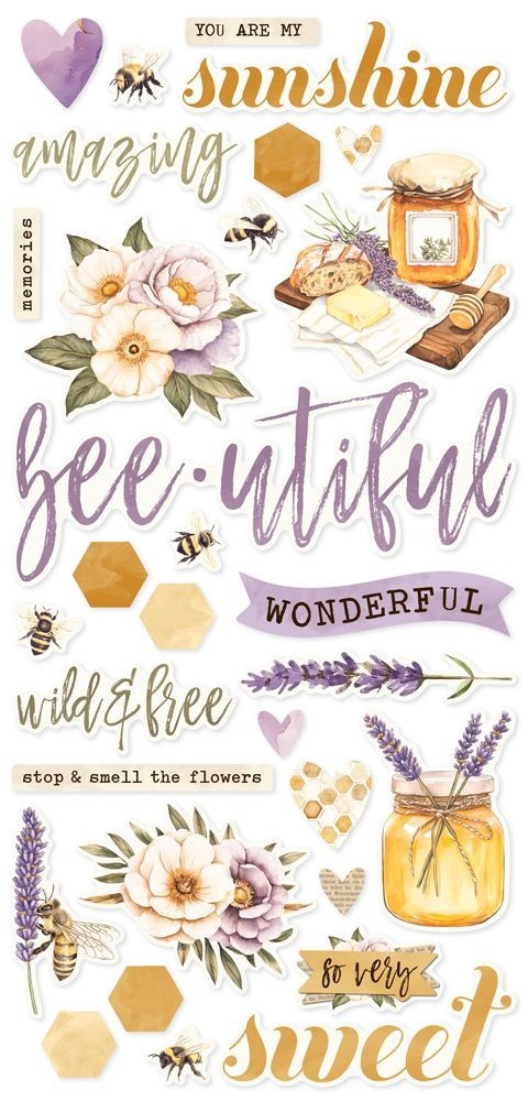 Simple Stories ~ SIMPLE VINTAGE LAVENDER FIELDS ~ Foam Stickers
