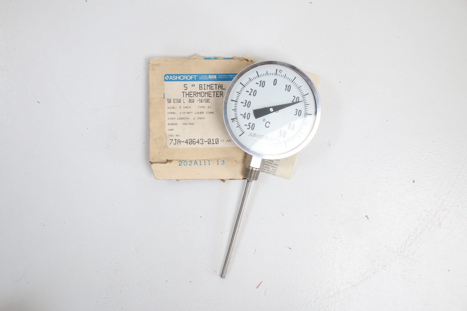 Ashcroft 5" Bimetal Thermometer -50/50C 1/2 NPT 6" stem 50 EI60