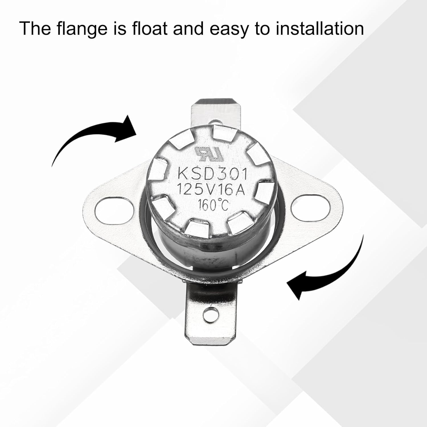 2 Pcs KSD301 Thermostat 160°C/320°F 16A Normally Closed N.C Adjust Snap Disc ...