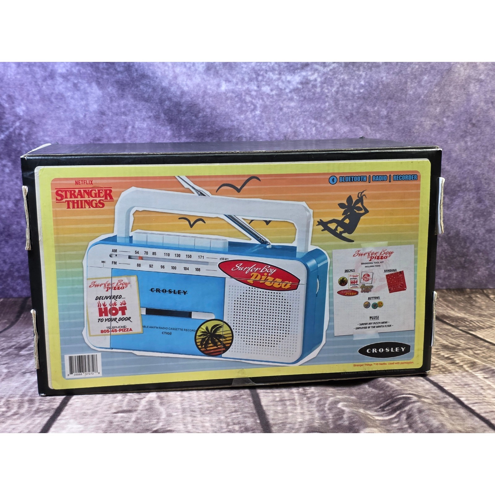 Crosley Stranger Things Surfer Boy Pizza Cassette Radio Bluetooth Recorder