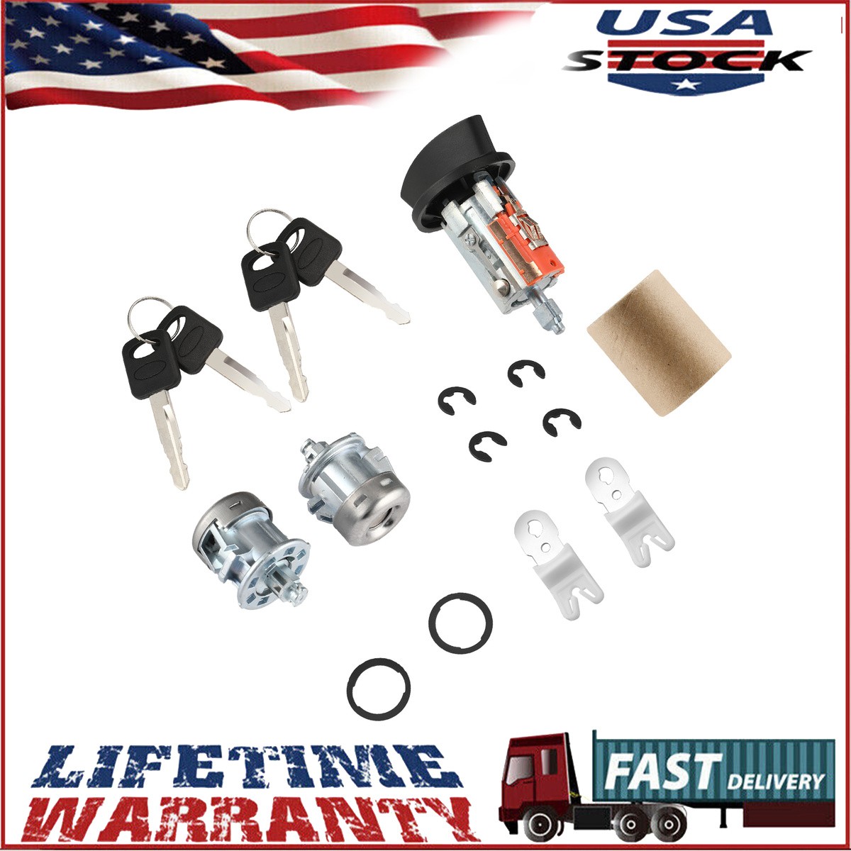 Ignition & Door Lock Cylinder Set W/ Keys For 1997-2007 Ford F150 F250 F350 F45*