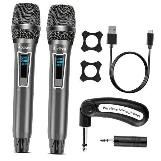 Wireless Karaoke Microphone, No Delay Handheld Microphone System 2 Microphone