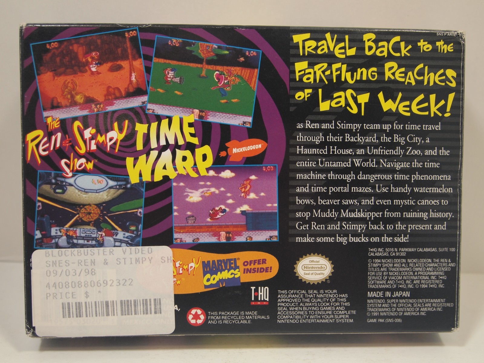 The Ren & Stimpy Show Time Warp (Super Nintendo | SNES) Authentic BOX ONLY