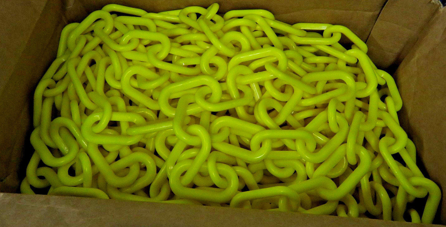 Mr. Chain Plastic Barrier Chain, Yellow, 2-Inch Link Diameter, 100-Foot Length