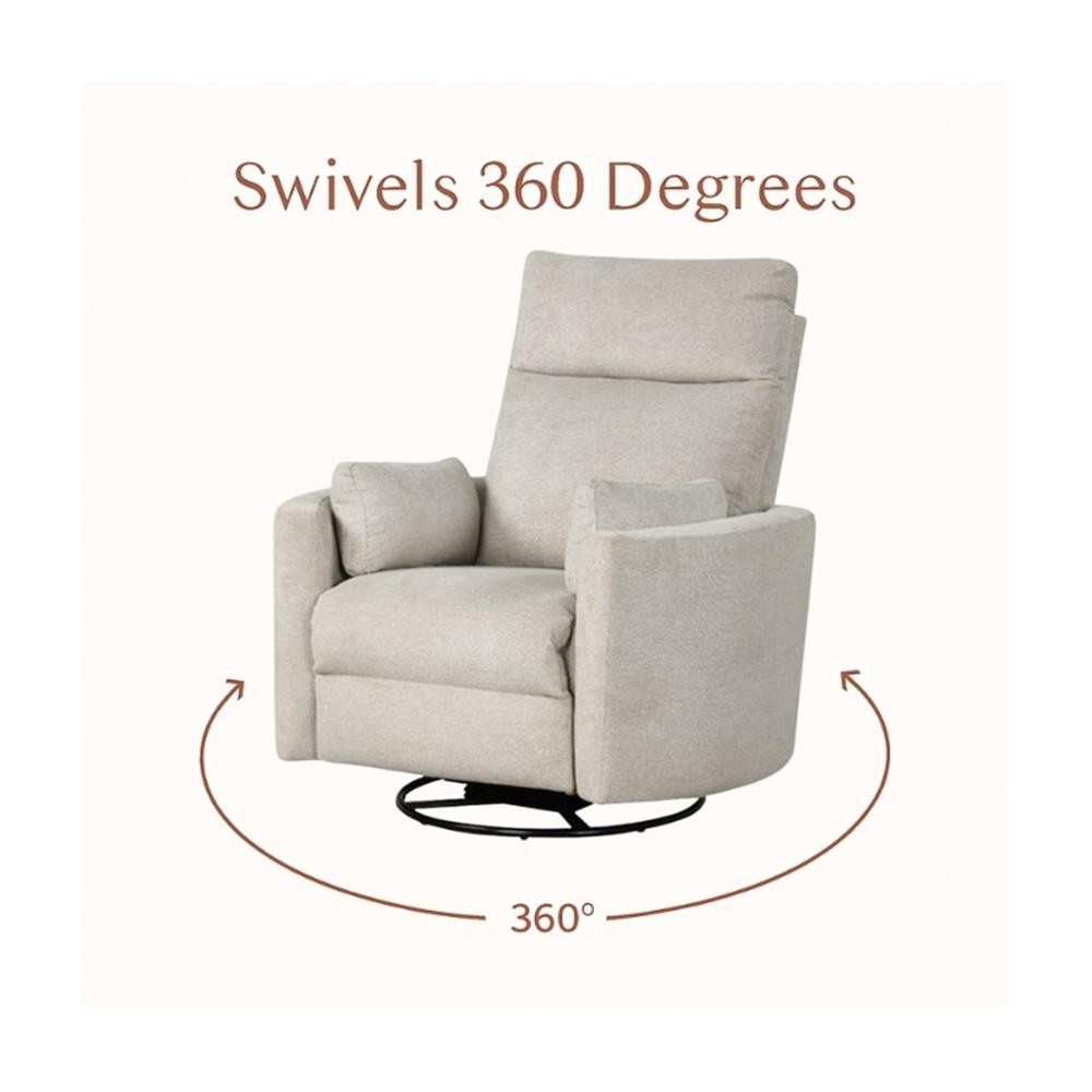 Rosebery Kids Modern Polyester Fabric Swivel Recliner in Natural Quartz