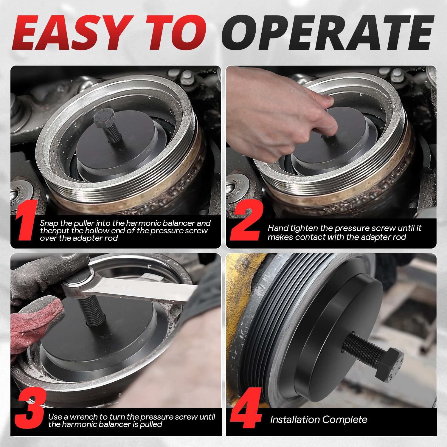 Fit GM/Chrysler/Jeep/Dodge Engine 3-Jaw Quick Clamping Harmonic Balancer Puller