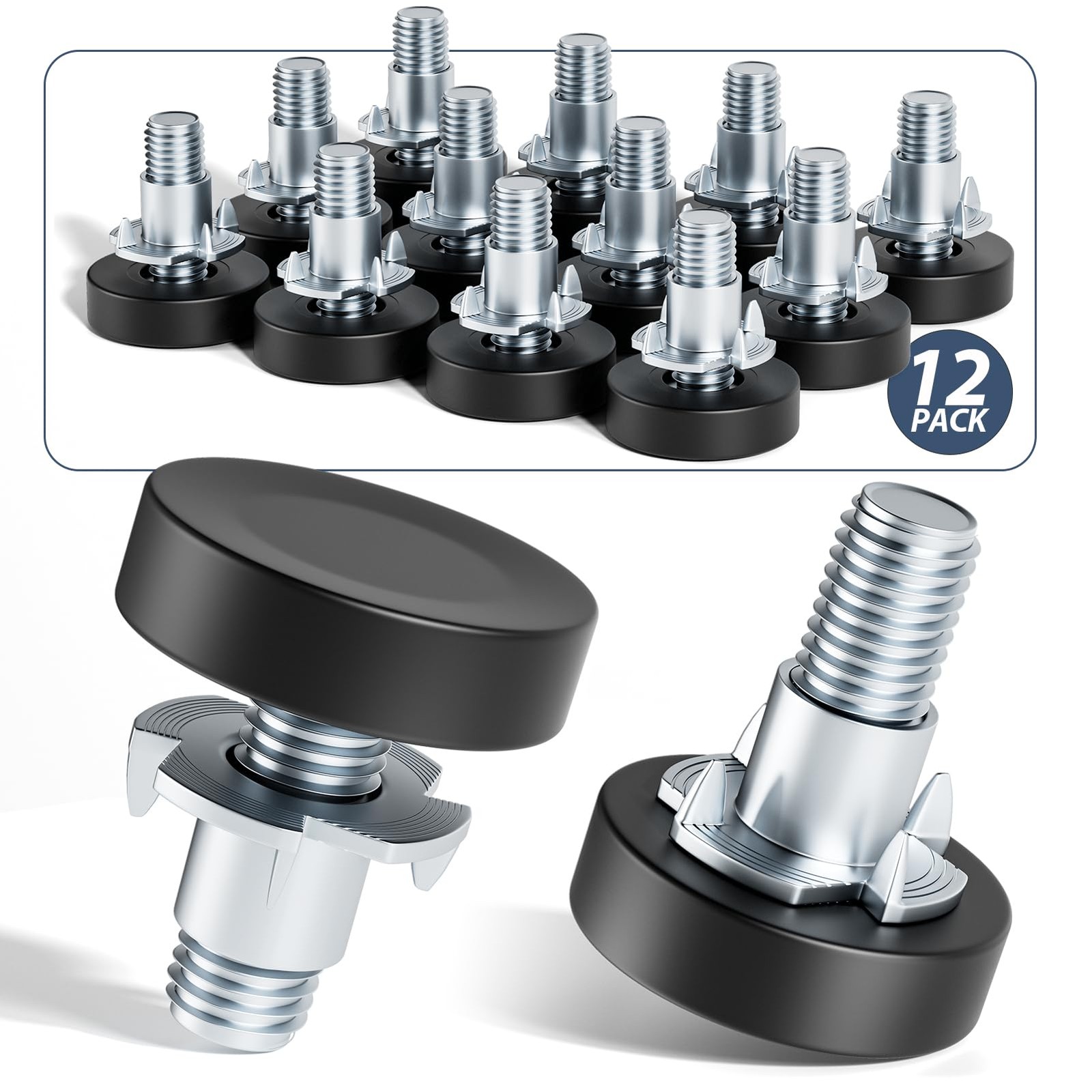 MROCO Furniture Leveling Feet with T-Nuts, 12 PCS 1/4"-20 UNC Thread Adjustab...