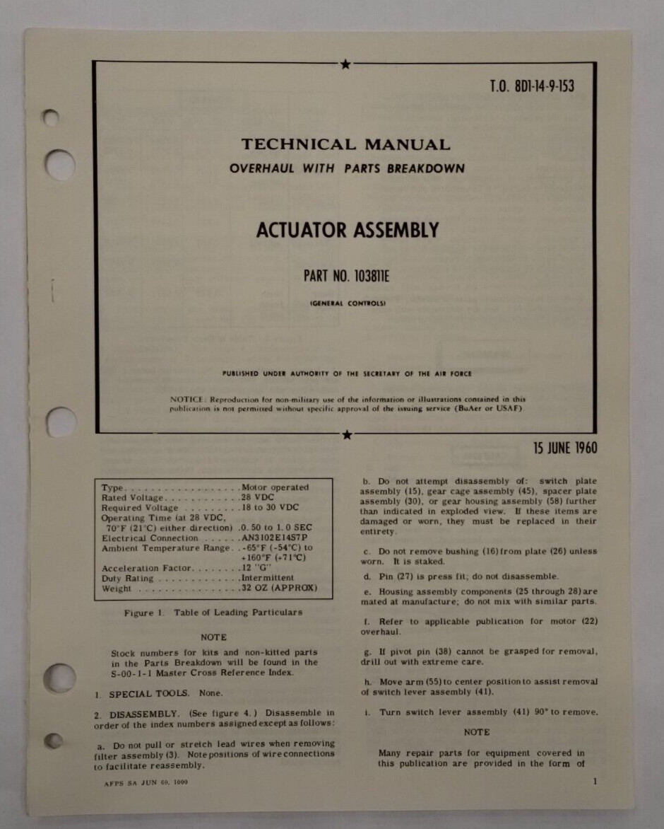 General Controls Actuator Assembly Part No 103811E Overhaul with Parts Breakdown