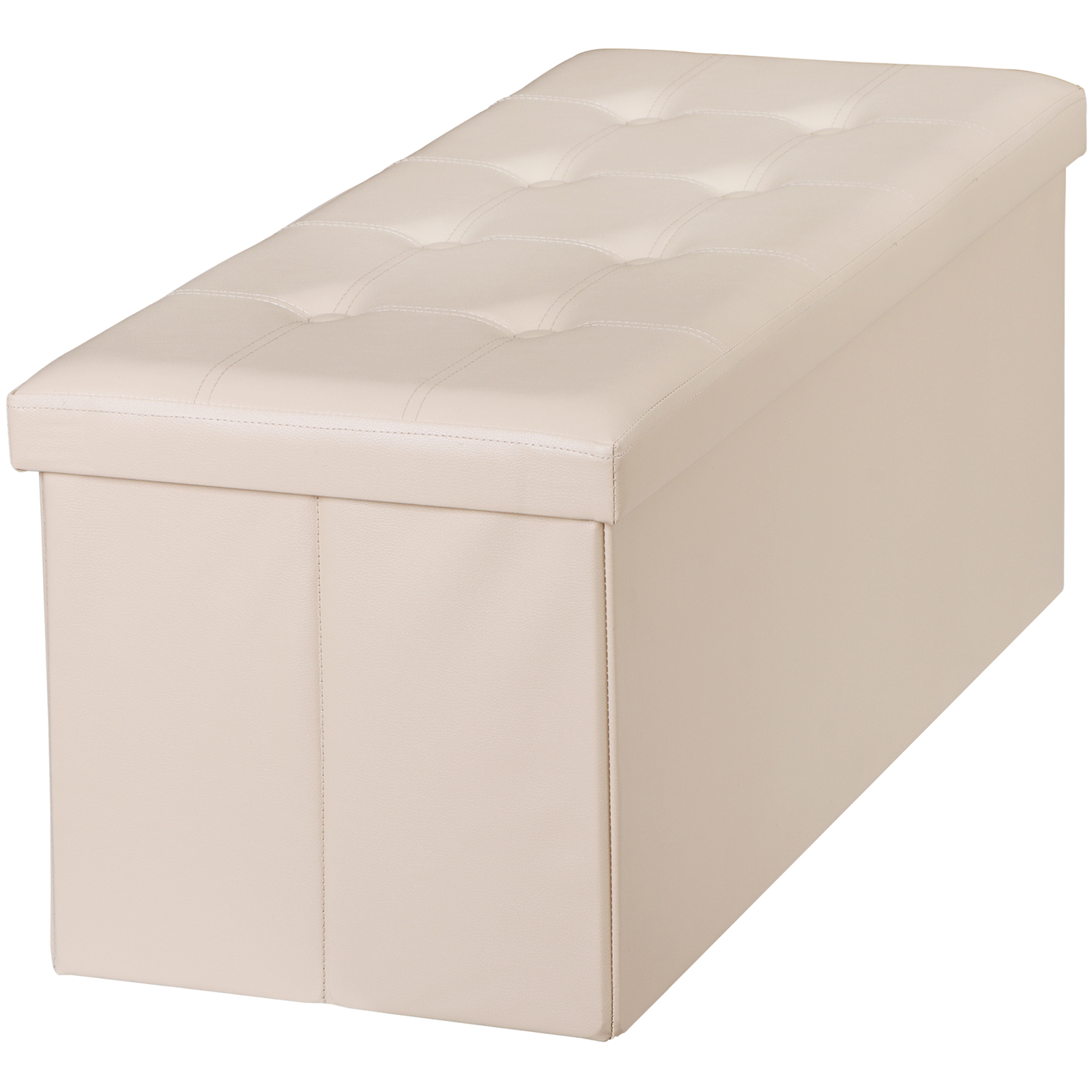 43" Folding Storage Ottoman Bench Fireproof Storage Chest Foot Rest Stool 660lbs