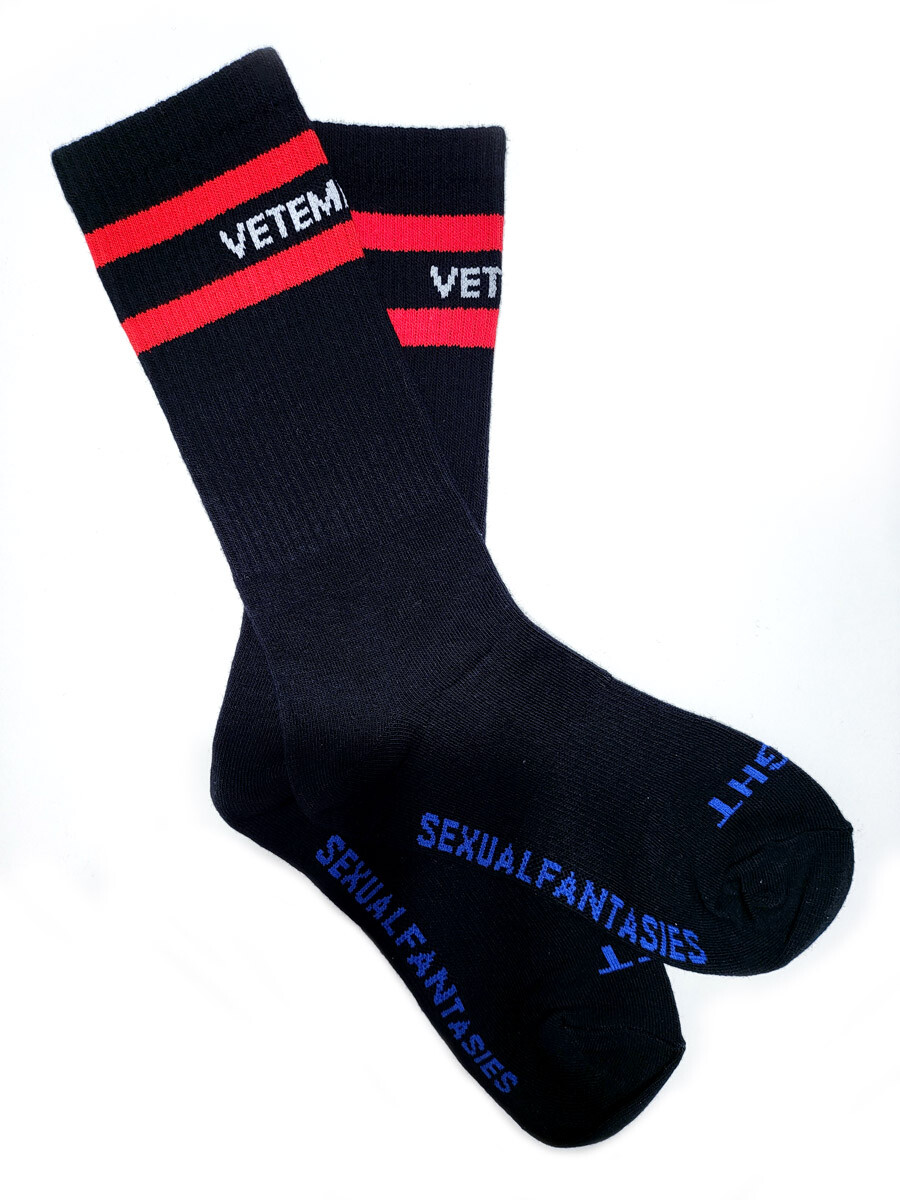 VETEMENTS Sexual Fantasies Men's Socks - Black - One Size - Free Shipping