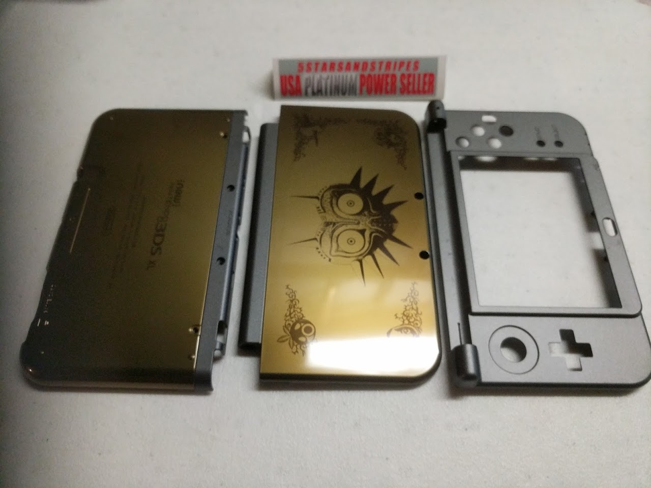 NEW 3DS XL GOLD ZELDA  Majoras Mask Top & Battery Cover Housing Shell 3 PCS SET