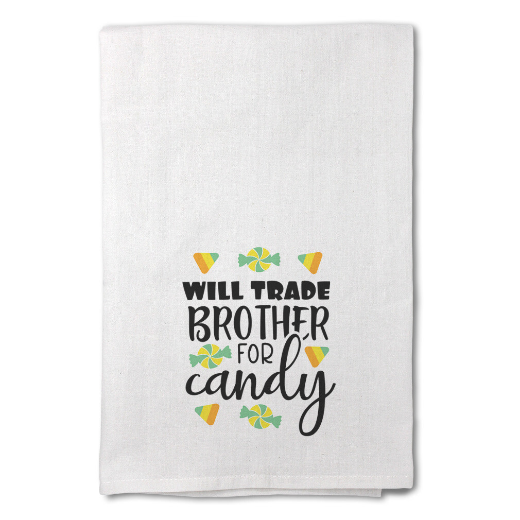 Decor Flour Kitchen Towels Will Trade Brother for Candy Multi Colour Halloween