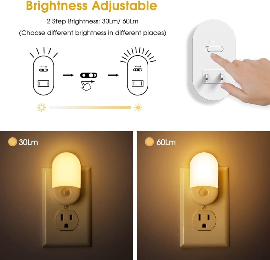 Motion Sensor Night Light Plug In 2 Pack LOHAS Motion Activated Night Light Warm