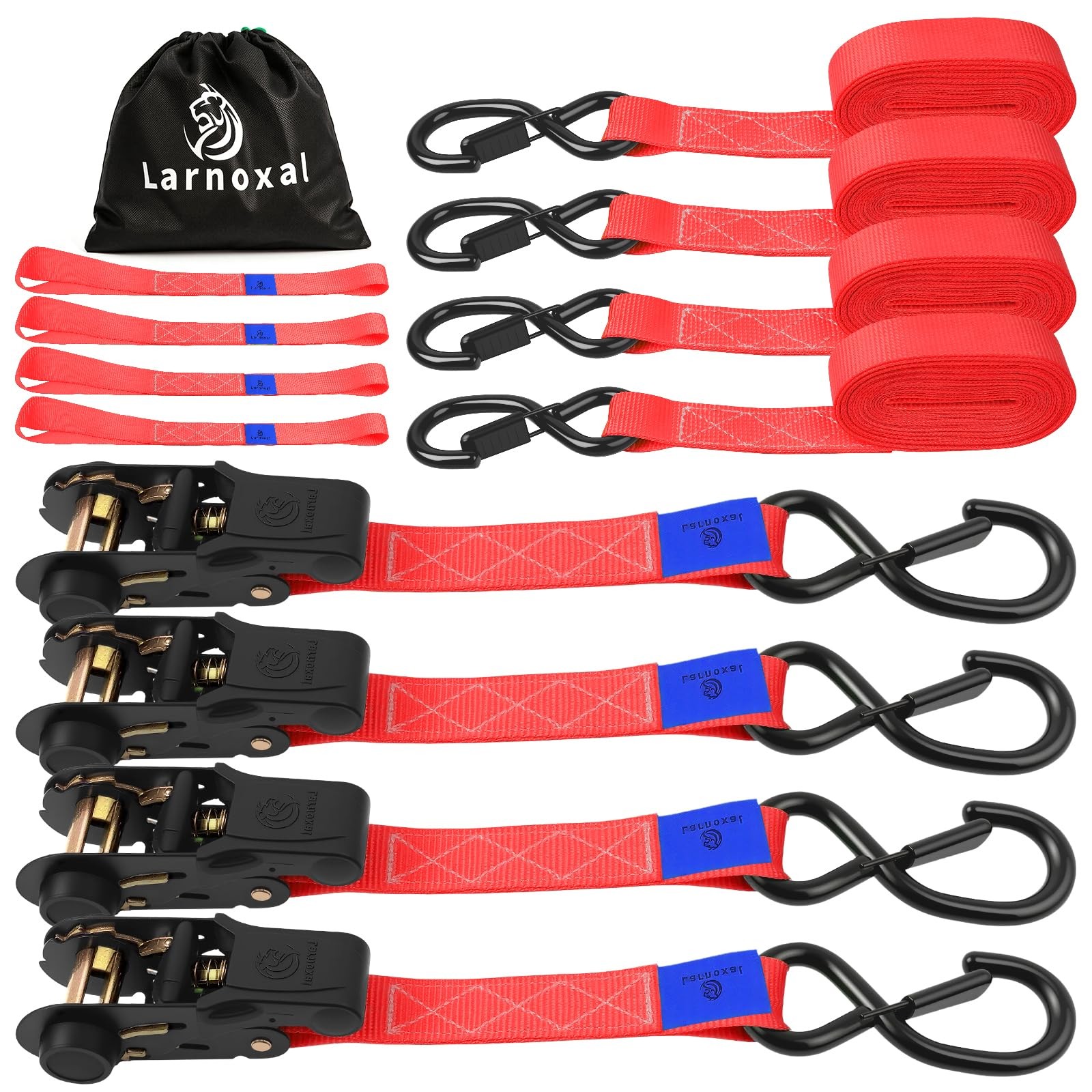 Ratchet Straps 1 in X 15 Ft 1,826 Lbs Break Strength Red - Medium Duty Tie Down