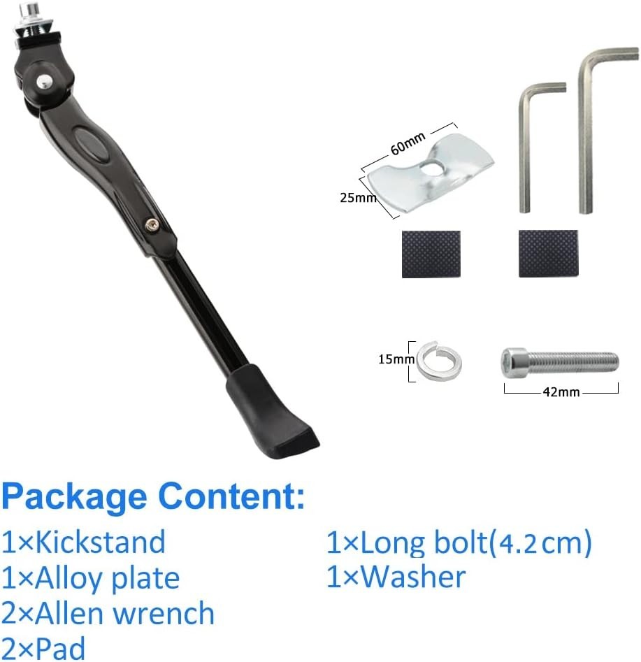 Universal Folding Bicycle Kickstand - Fits 12"-29" Bikes - Easy Installation