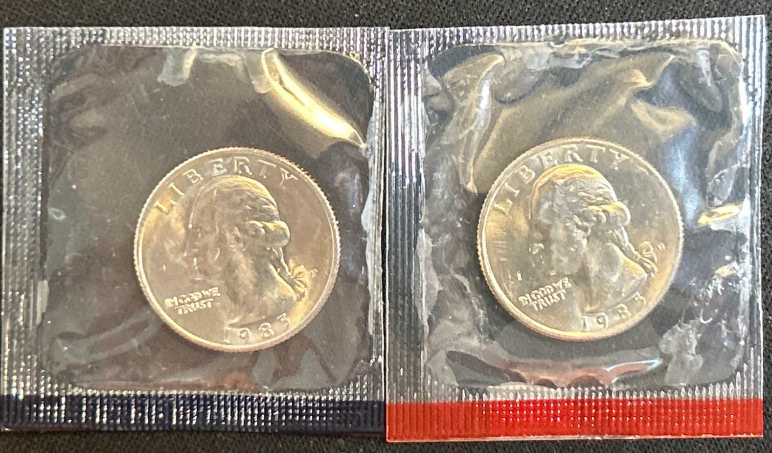 1985 P&D Washington 2 Quarter Set - Brilliant Uncirculated (BU) in “Cello”