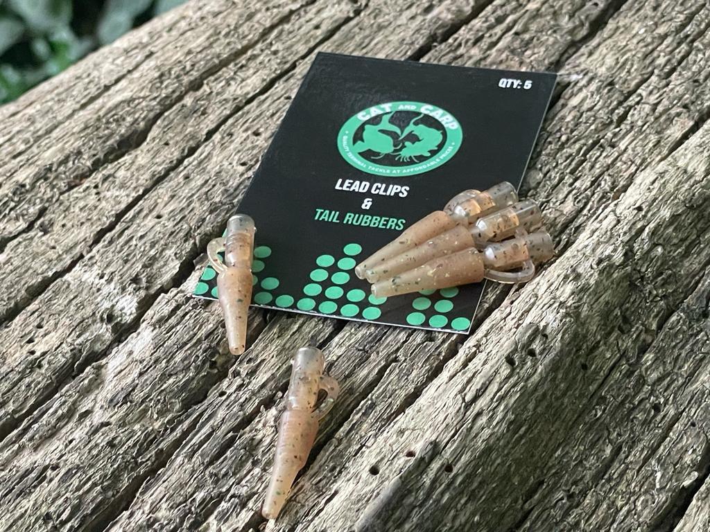 Safety Lead Clips. Tail Rubbers. Carp Fishing Safety Clips. Camo Terminal Tackle