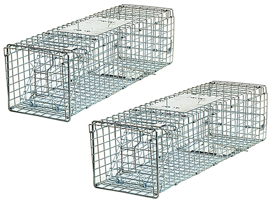 2PCS Animal Trap 24'' Steel Cage for Live Rodent Control Rat Squirrel Bedroom