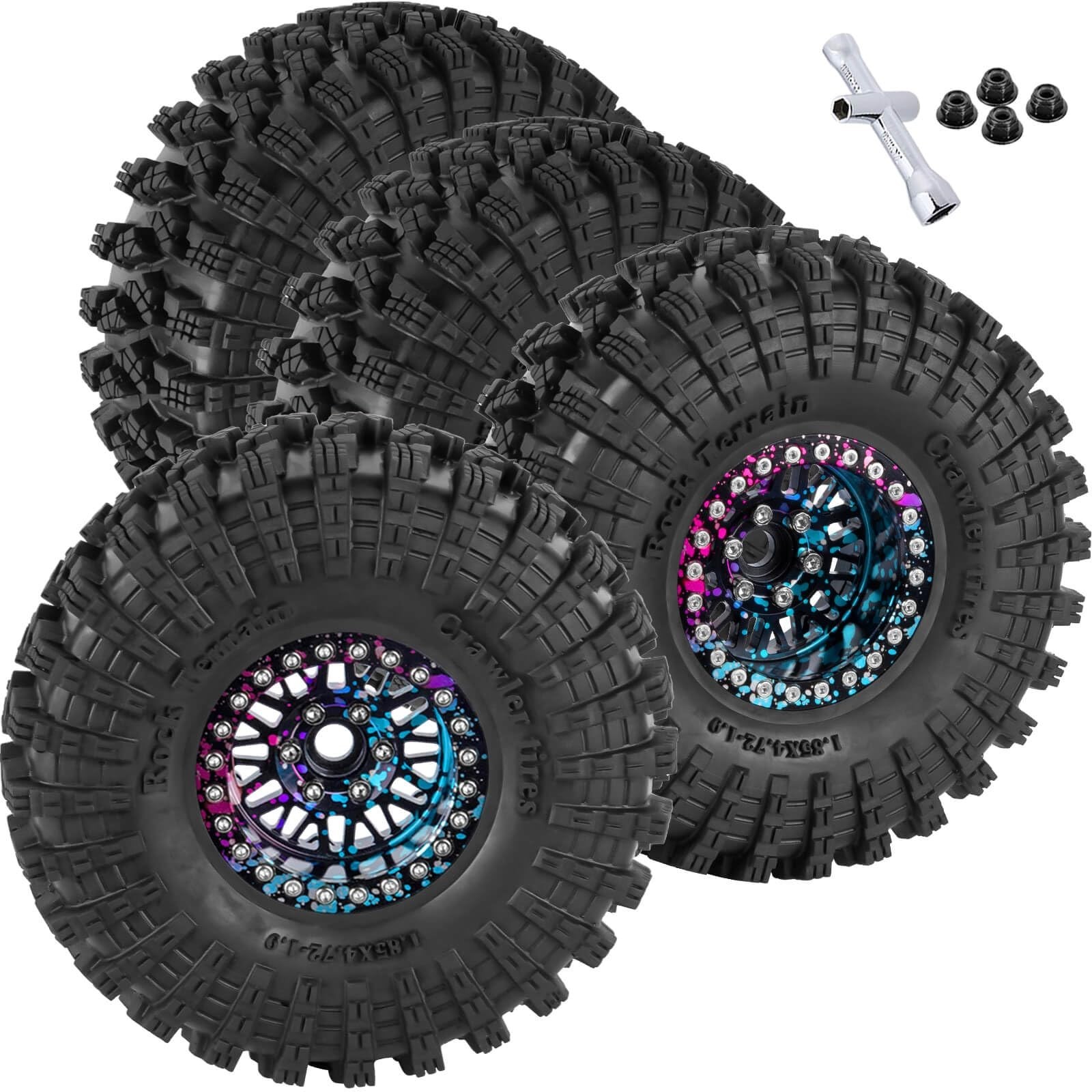 RC 1.9 Wheel Tires for 1/10 TRX4 TRX6 SCX10 SCX10 II 90046 SCX10 III AXI03007...