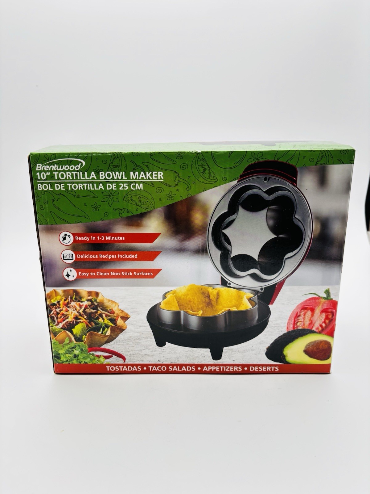 NEW Brentwood Electric Tortilla Bowl Maker 10” Kitchen Appliance Red #TS-257R