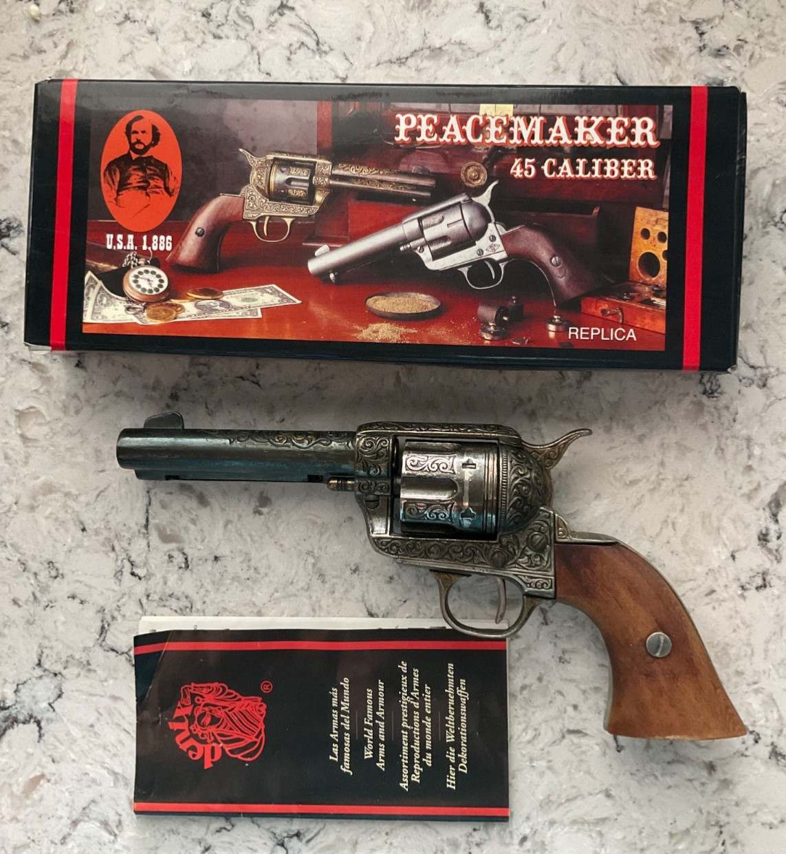 Denix Replica 1886 Peacemaker Colt .45   Non-Firing Revolver Movie Prop with Box