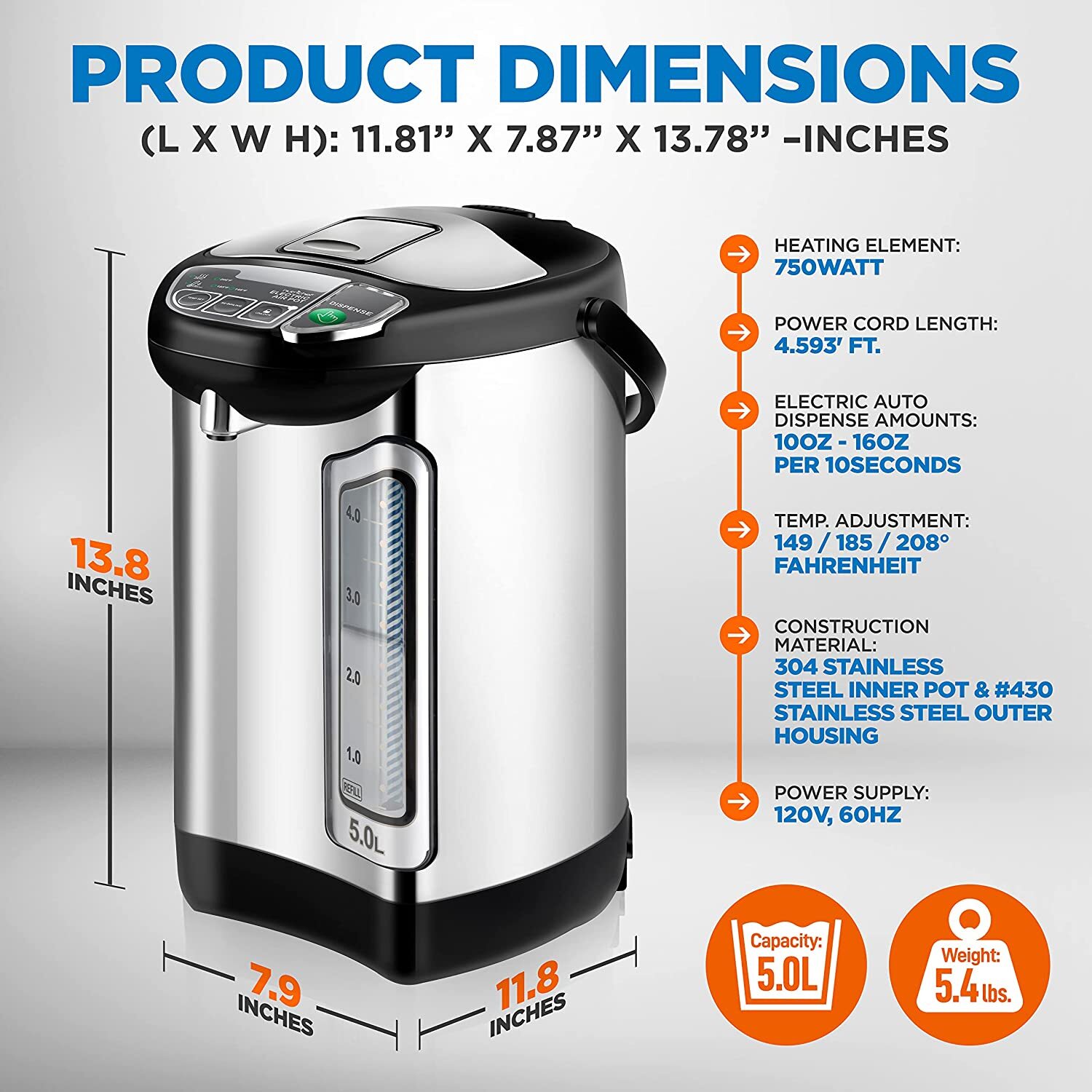 Nutrichef NCHUB35 Digital Hot Water Dispenser