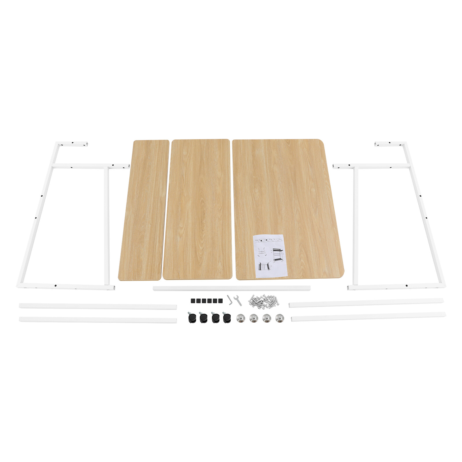 3-tier Computer Desk, Home Office Desk, Rolling Computer Desk, White, Log Color