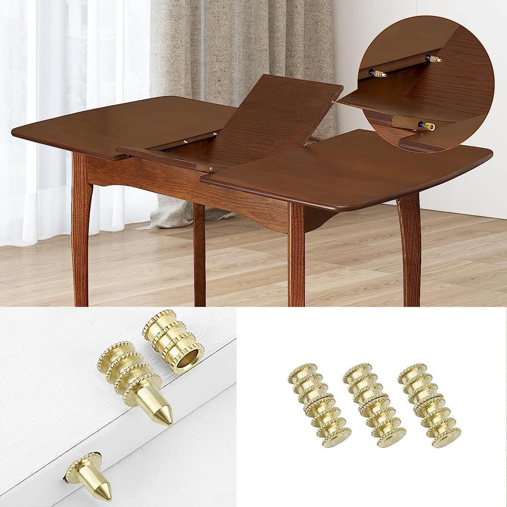15pcs Brass Table Leaf Dowel Pin Table Bolt Sleeve Connectors Table Leaf Hard...