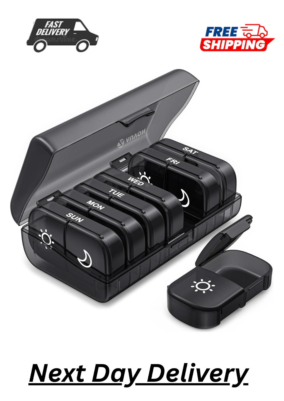 Weekly Pill Box Organizer 7 Day Medicine Storage Case 2 Times a Day Daily AM PM