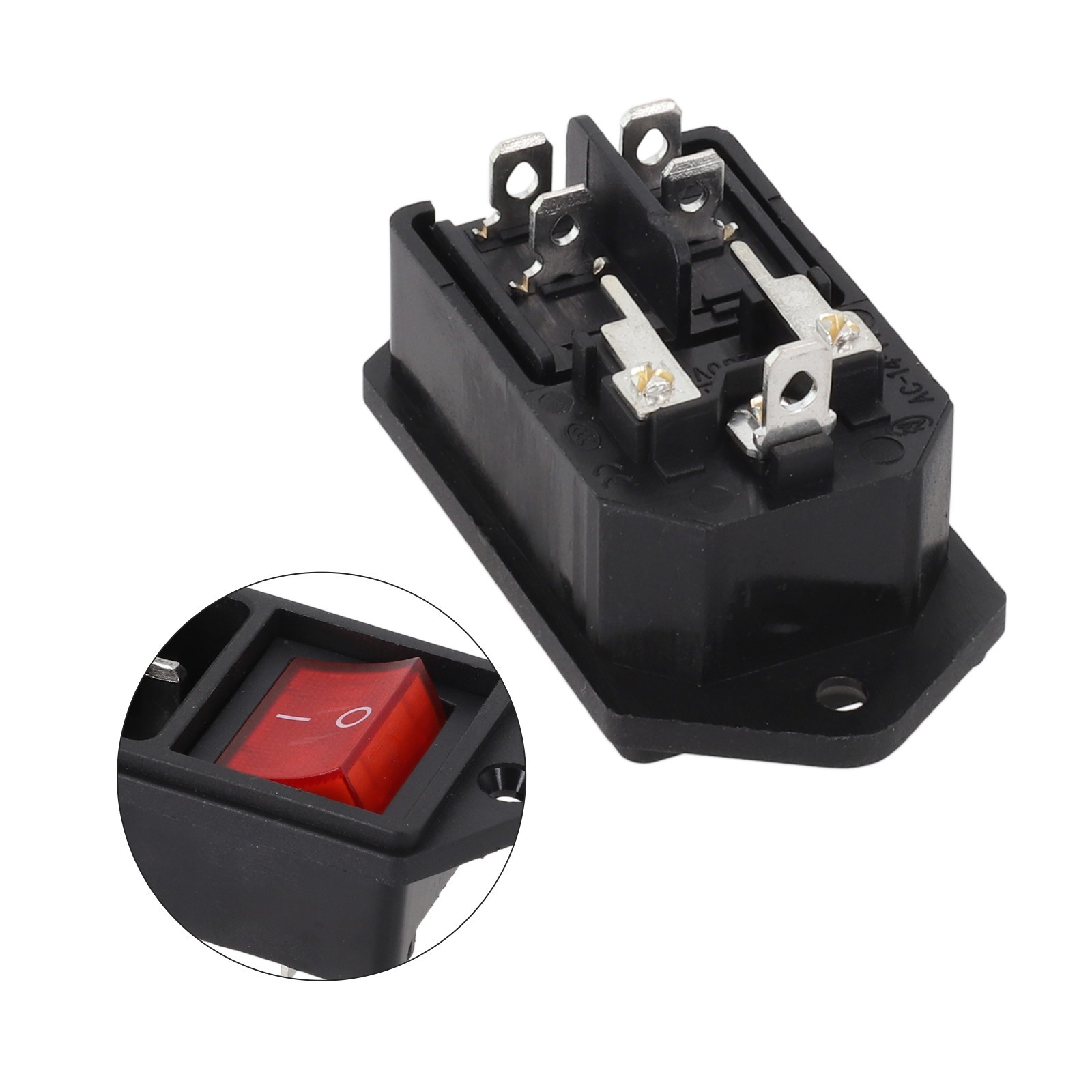 and Efficient 3 Pin AC Connector Socket C14 with Red Switch and Fuse