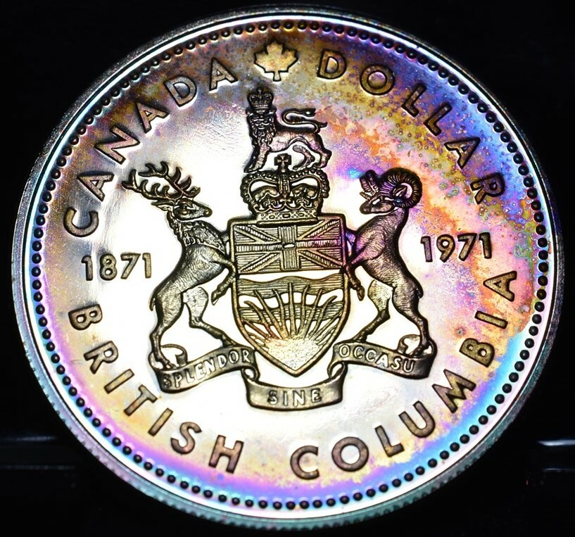 1971 Canada British Columbia $1 - Radiant Toning Must See!