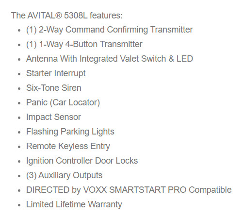 Avital 5308L 2-Way LCD Remote Start & Security System NEW MODEL