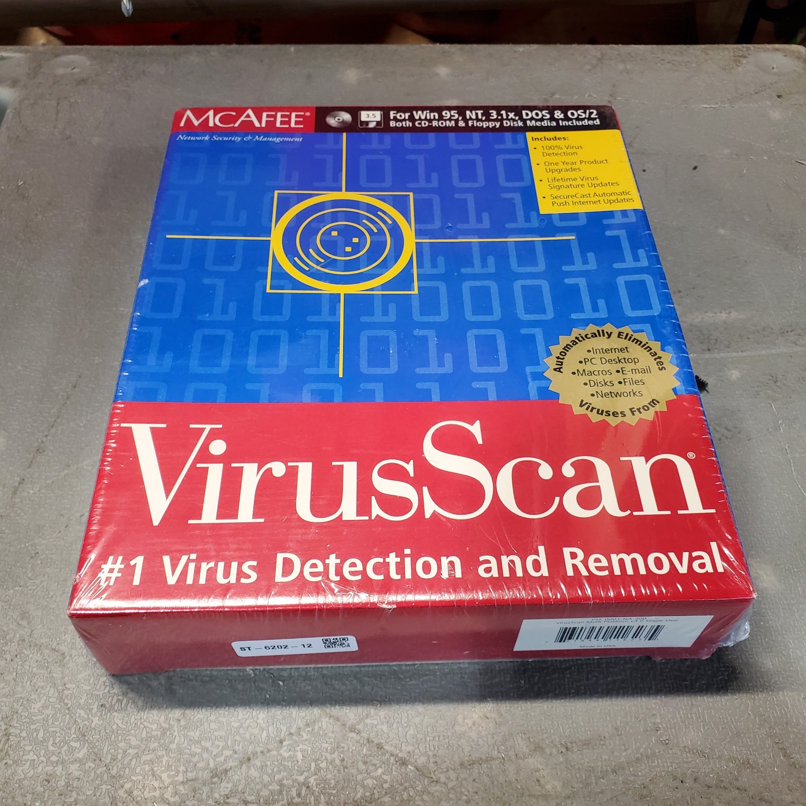 McAfee VirusScan for Win 95 / NT CD & 3.5" Disks Vers. 3.1x ~ New SEALED Vintage