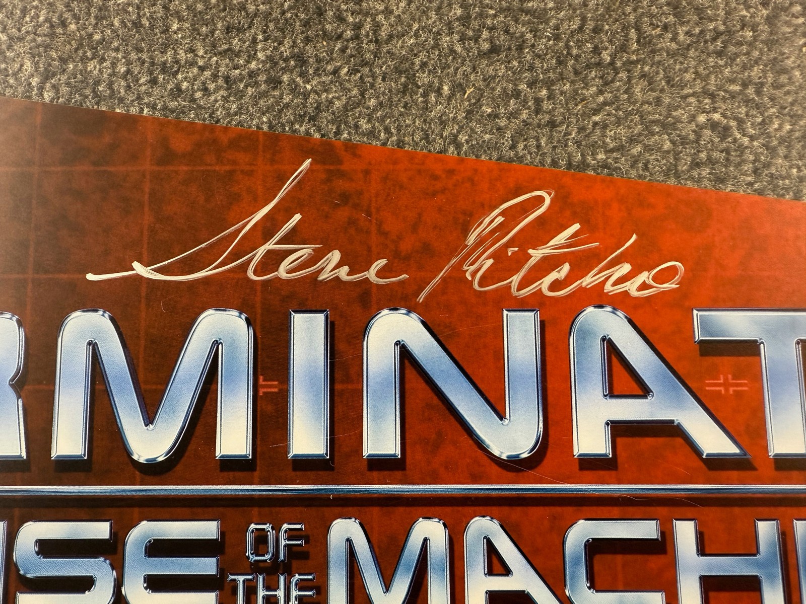 Stern Terminator 3 Pinball Machine Backglass Translite ORIGINAL SIGNED RITCHIE