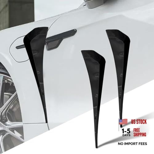 2PCS Car Fenders Side Vents Sticker, TPU Waterproof Car Spoiler Kit, Air Black