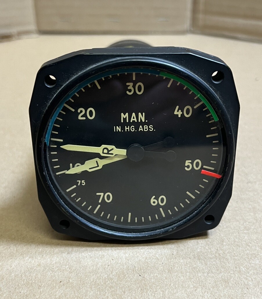 Vintage Avaition Dual Manifold Pressure Gauge Bendix Autosyn Indicator